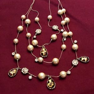 Betsey Johnson Leopard Rose Necklace